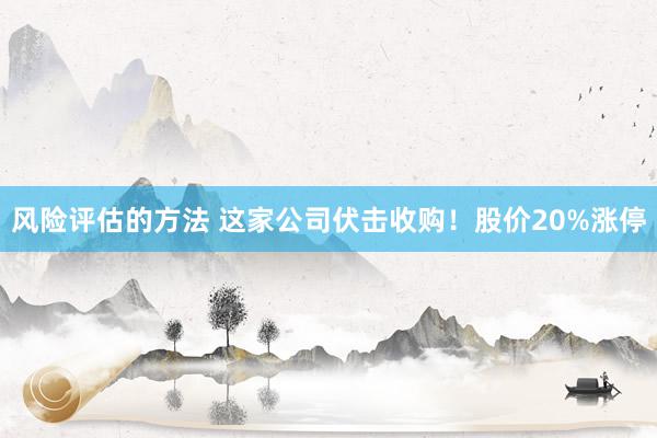 风险评估的方法 这家公司伏击收购！股价20%涨停