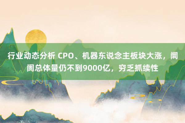 行业动态分析 CPO、机器东说念主板块大涨，阛阓总体量仍不到9000亿，穷乏抓续性