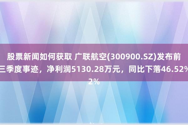 股票新闻如何获取 广联航空(300900.SZ)发布前三季度事迹，净利润5130.28万元，同比下落46.52%