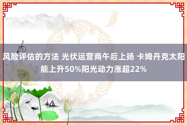 风险评估的方法 光伏运营商午后上扬 卡姆丹克太阳能上升50%阳光动力涨超22%