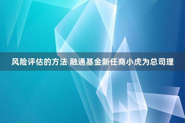 风险评估的方法 融通基金新任商小虎为总司理