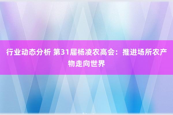 行业动态分析 第31届杨凌农高会：推进场所农产物走向世界