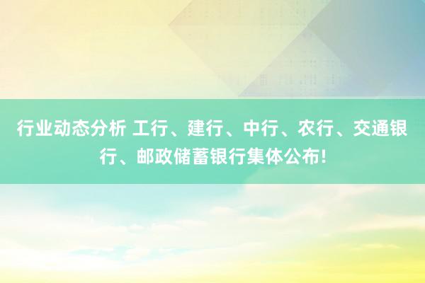 行业动态分析 工行、建行、中行、农行、交通银行、邮政储蓄银行集体公布!