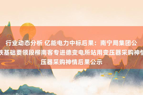 行业动态分析 亿能电力中标后果：南宁局集团公司桂林高铁基础要领段柳南客专进德变电所站用变压器采购神情后果公示