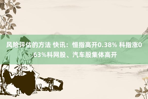 风险评估的方法 快讯：恒指高开0.38% 科指涨0.63%科网股、汽车股集体高开