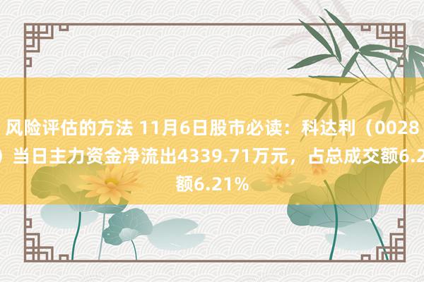 风险评估的方法 11月6日股市必读：科达利（002850）当日主力资金净流出4339.71万元，占总成交额6.21%