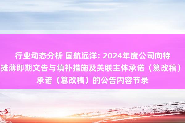 行业动态分析 国航远洋: 2024年度公司向特定对象刊行股票摊薄即期文告与填补措施及关联主体承诺（篡改稿）的公告内容节录