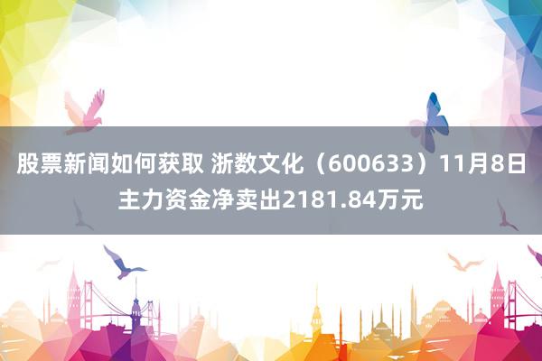 股票新闻如何获取 浙数文化（600633）11月8日主力资金净卖出2181.84万元