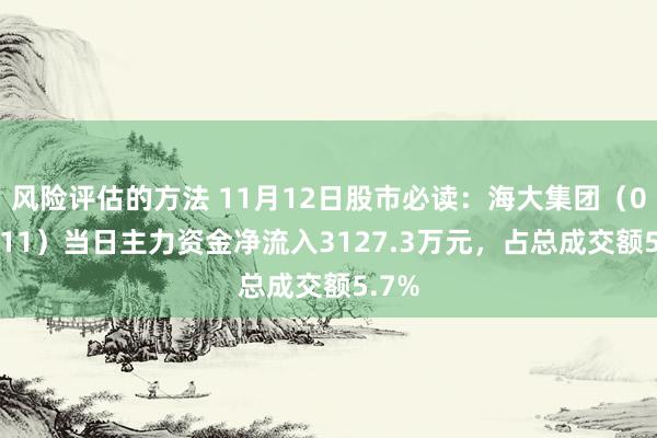 风险评估的方法 11月12日股市必读：海大集团（002311）当日主力资金净流入3127.3万元，占总成交额5.7%